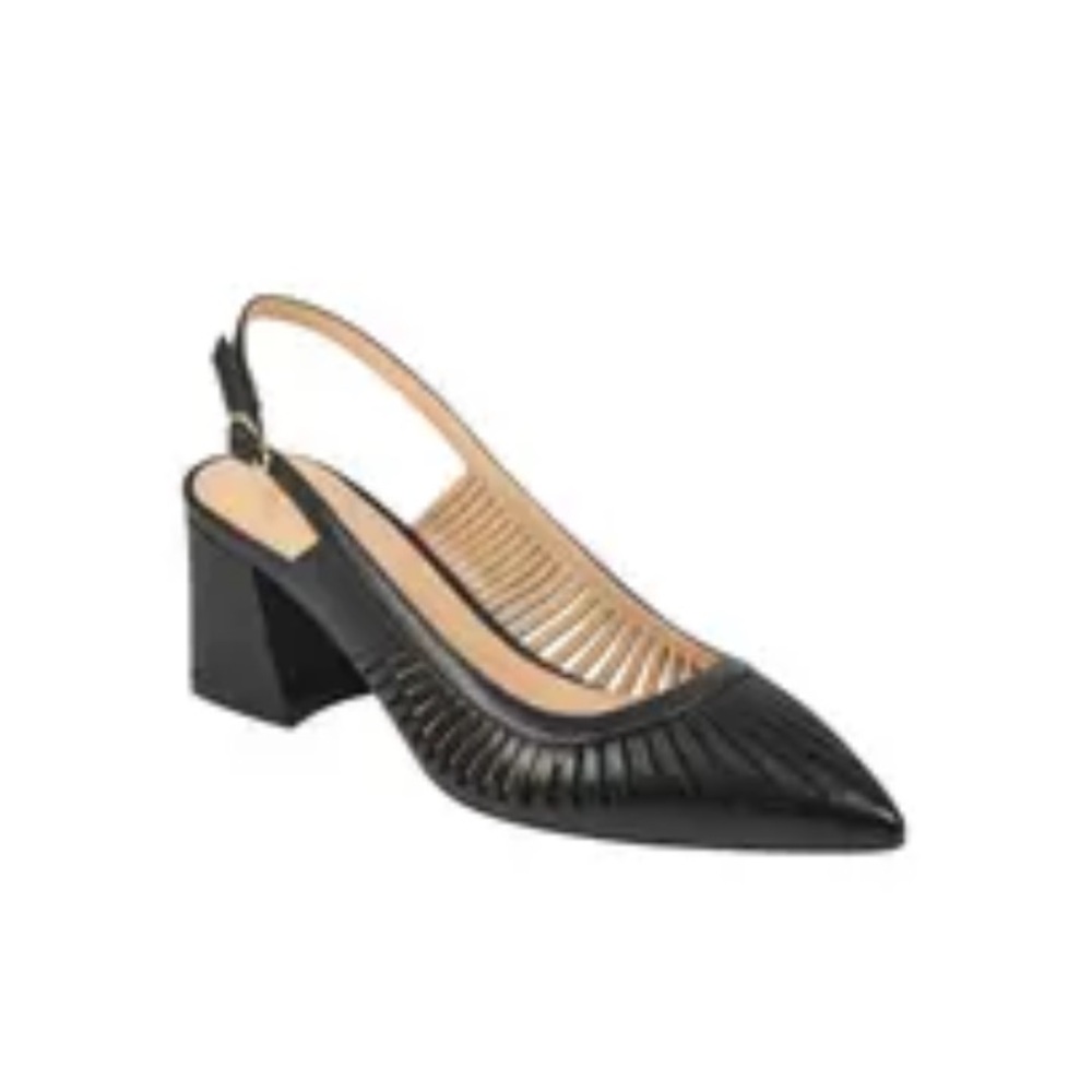 Marc Fisher LTD Zabie Slingback Pointed Toe Pump (Women) BLACK PATENT LEATHER